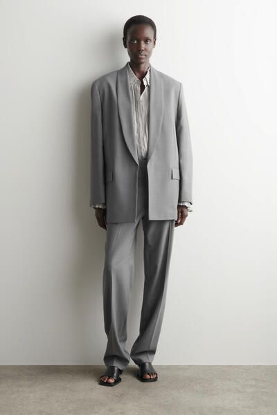 SHAWL-COLLAR WOOL BLAZER - GRAPHITE | COS CA