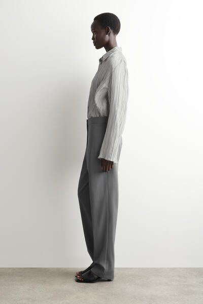 TAILORED WOOL STRAIGHT-LEG TROUSERS - GRAPHITE | COS CA