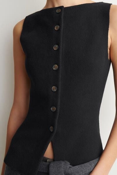 COTTON-BLEND CREPE VEST - BLACK | COS US