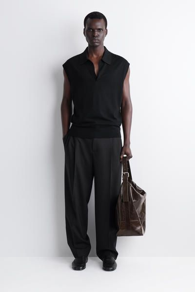 MERINO WOOL POLO VEST - CARBON | COS CA