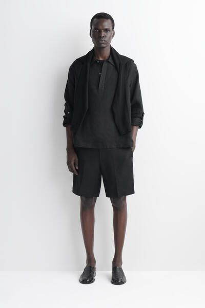 COS Men's Tailored Shorts in Black | Linen | Size: 32R