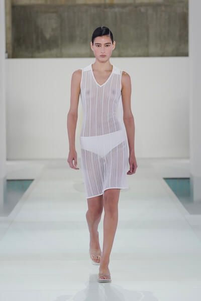 SHEER LACE-KNIT DRESS - CHALK | COS CA