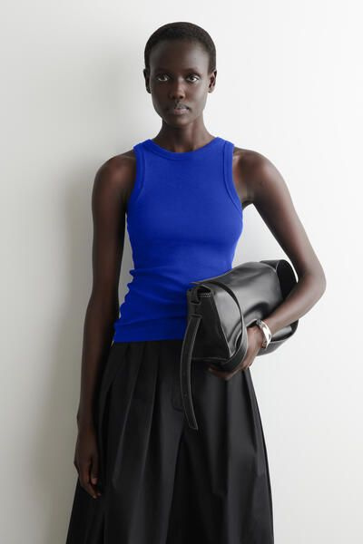 RIBBED COTTON TANK TOP - BLUE | COS CA