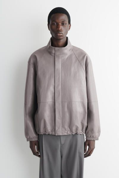LEATHER BLOUSON JACKET - STEEL | COS US