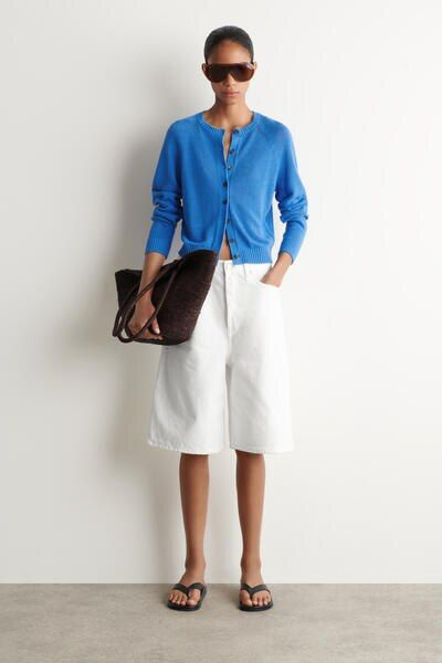 KNITTED LINEN CARDIGAN - BLUE | COS US