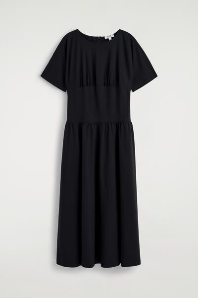 WAISTED COTTON MIDI DRESS - BLACK | COS US