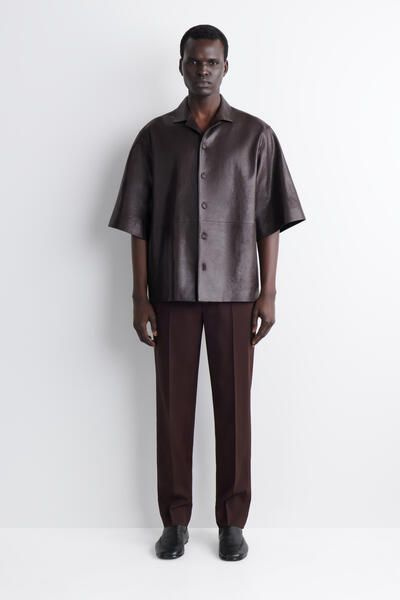 TEXTURED-LEATHER SHIRT - BITTER CHOCOLATE | COS US