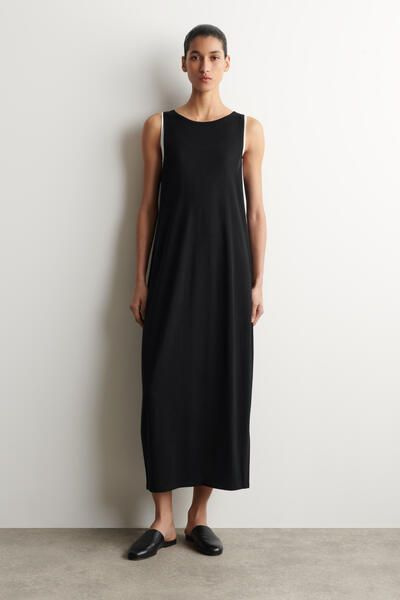 COS Women's Rounded Merino Maxi Dress in Black | Wool | Size: XL