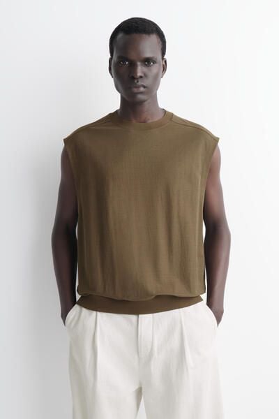 JERSEY TANK TOP - DARK KHAKI | COS CA
