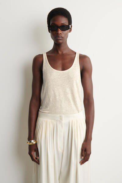 LINEN-JERSEY TANK TOP - OFF-WHITE | COS US