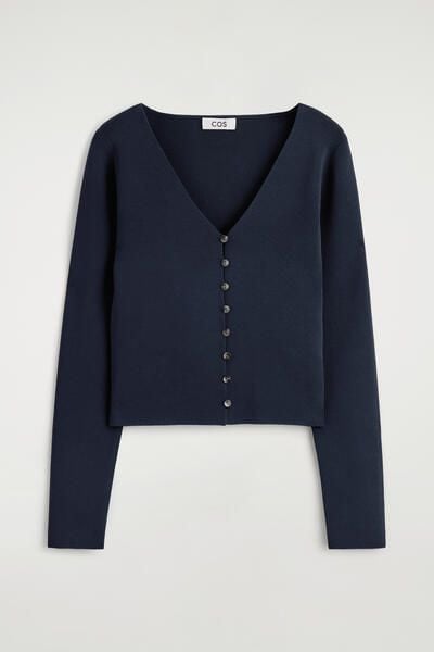 MINIMAL KNITTED V-NECK CARDIGAN - NAVY | COS US