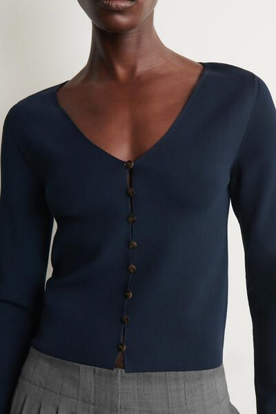 MINIMAL KNITTED V-NECK CARDIGAN - NAVY | COS US