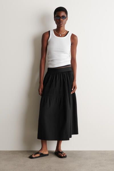 TIERED GATHERED MIDI SKIRT - BLACK | COS CA