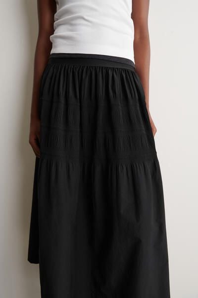 TIERED GATHERED MIDI SKIRT - BLACK | COS US