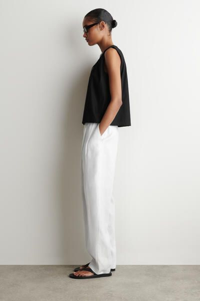 GATHERED-NECK JERSEY TANK TOP - BLACK | COS CA