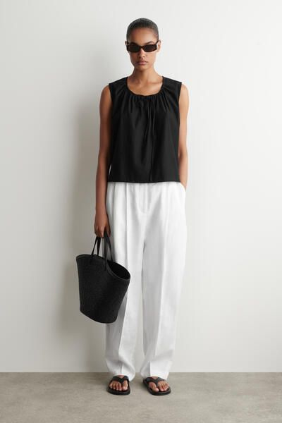 GATHERED-NECK JERSEY TANK TOP - BLACK | COS US
