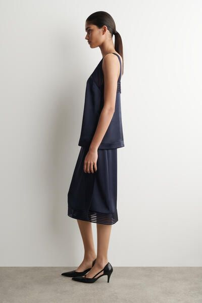 OPEN-STITCH SATIN CAMI TOP - NAVY | COS CA