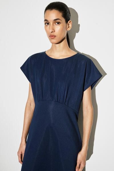 SCULPTED GATHERED JERSEY MIDI DRESS - DARK BLUE | COS US