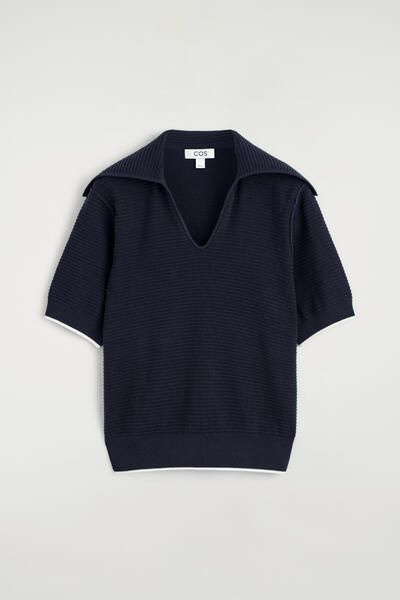 SAILOR-COLLAR KNITTED TOP - NAVY | COS CA
