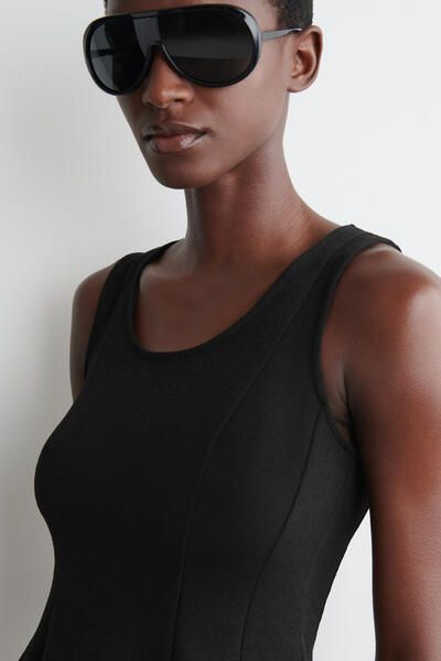 SCULPTED PANELED JERSEY TOP - BLACK | COS US
