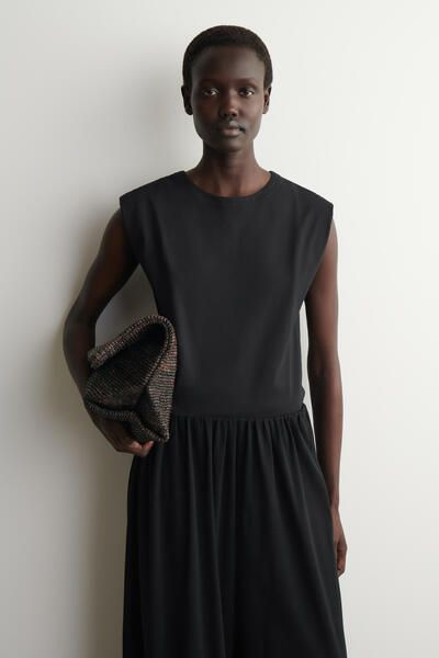 FOLDED-SHOULDER COTTON-JERSEY TANK TOP - BLACK | COS CA