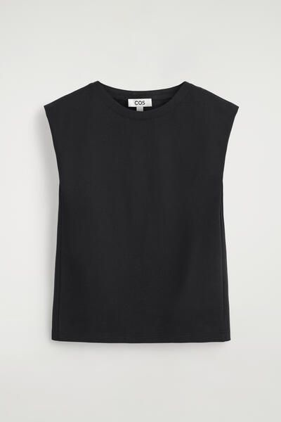 FOLDED-SHOULDER COTTON-JERSEY TANK TOP - BLACK | COS US