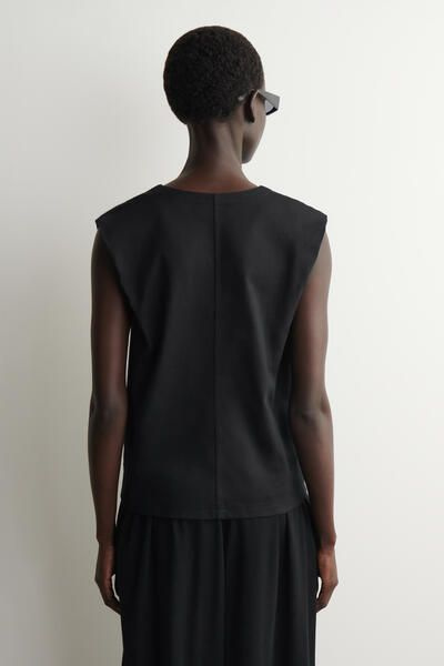 FOLDED-SHOULDER COTTON-JERSEY TANK TOP - BLACK | COS CA
