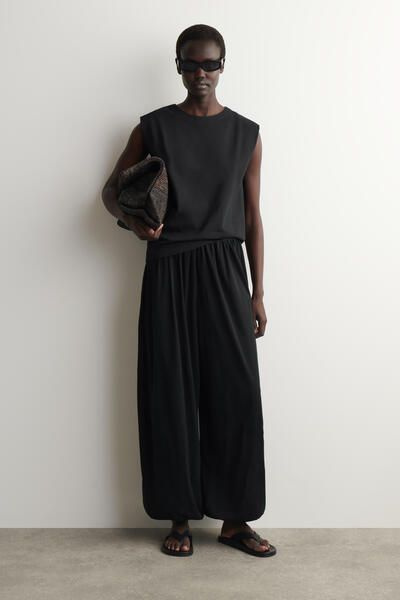 FOLDED-SHOULDER COTTON-JERSEY TANK TOP - BLACK | COS CA
