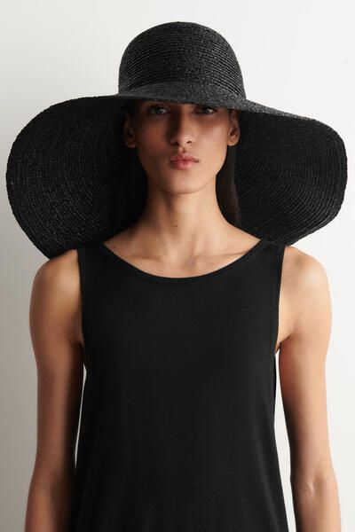 WIDE-BRIM RAFFIA HAT - BLACK | COS US