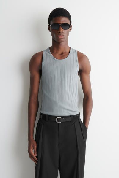 SLIM-FIT WIDE-RIB COTTON TANK TOP - GRAY | COS US