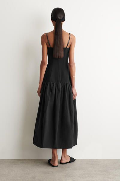 SCULPTED DROPPED-WAIST MIDI DRESS - BLACK | COS US