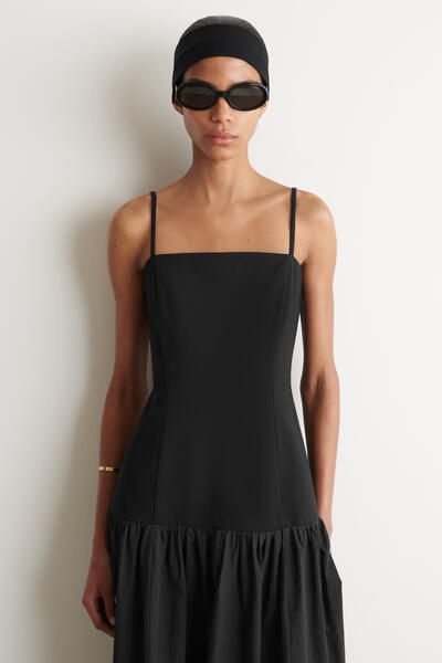 SCULPTED DROPPED-WAIST MIDI DRESS - BLACK | COS US