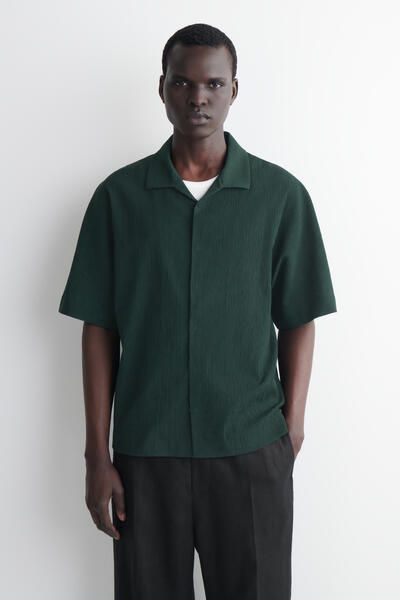 CRINKLED-COTTON SHIRT - DARK GREEN | COS CA