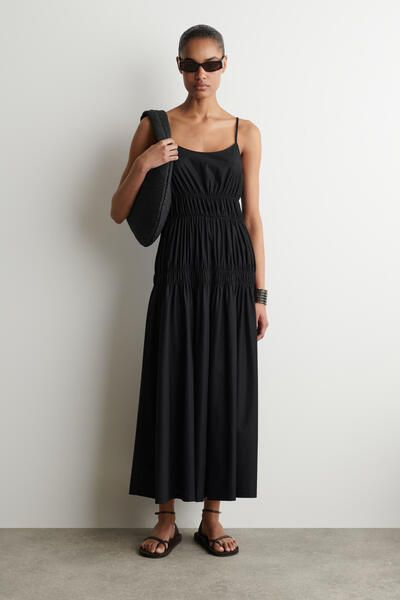 GATHERED JERSEY MIDI DRESS - BLACK | COS CA