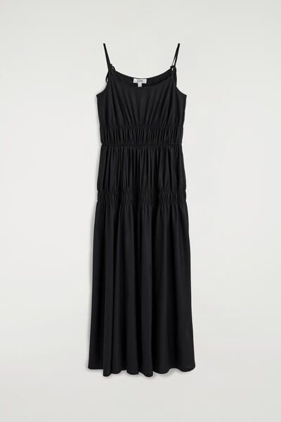 GATHERED JERSEY MIDI DRESS - BLACK | COS US