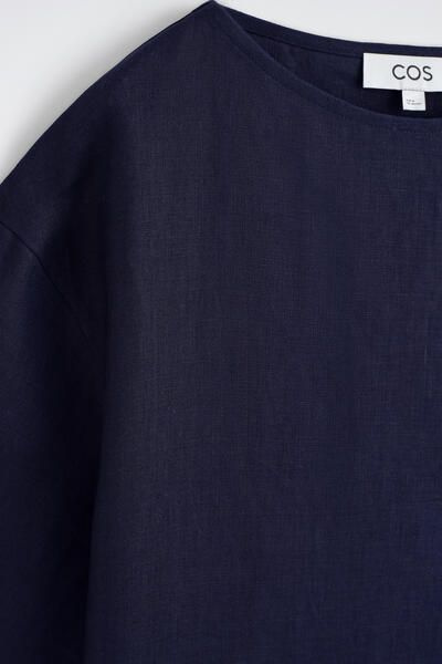 BOAT-NECK LINEN T-SHIRT - NAVY | COS US