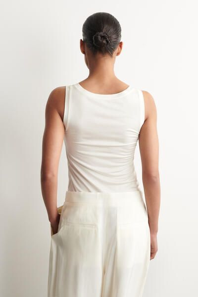 SCOOP-NECK SILK-JERSEY TANK TOP - WHITE | COS US