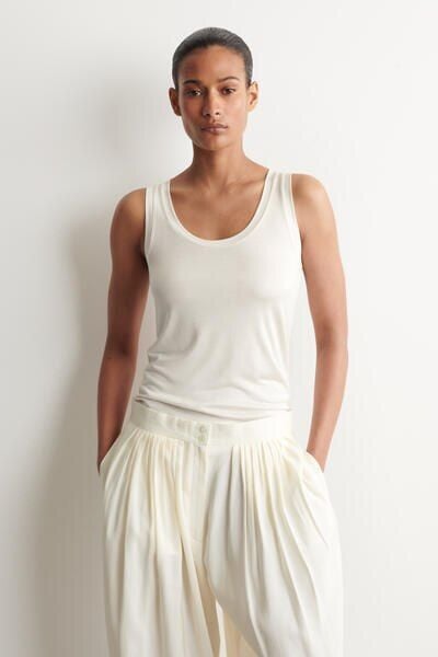 SCOOP-NECK SILK-JERSEY TANK TOP - WHITE | COS US