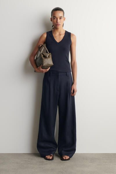 COTTON V-NECK TANK TOP - NAVY | COS US