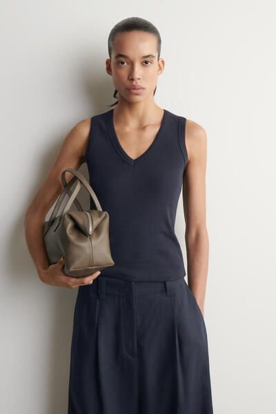 COTTON V-NECK TANK TOP - NAVY | COS US