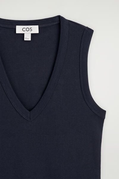 COTTON V-NECK TANK TOP - NAVY | COS US