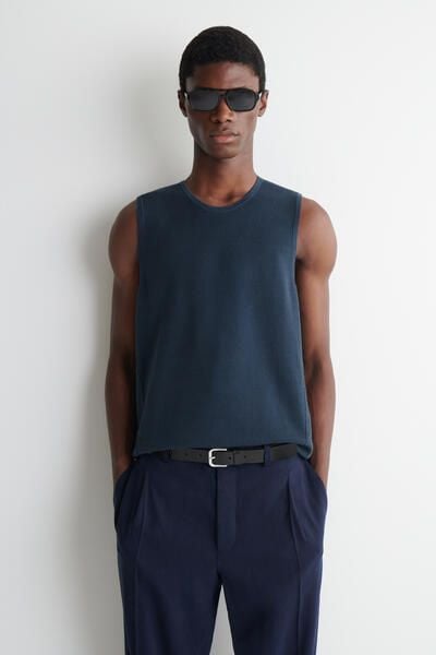 KNITTED LINEN TANK TOP - DARK BLUE | COS US