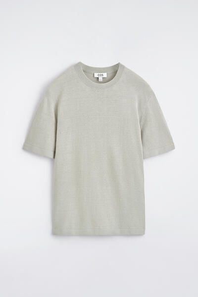 KNITTED LINEN T-SHIRT - LIGHT GREEN | COS CA