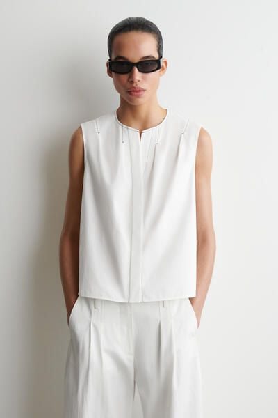 PLEATED SLEEVELESS TOP - WHITE | COS US