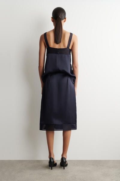 OPEN-STITCH WRAP SKIRT - NAVY | COS US