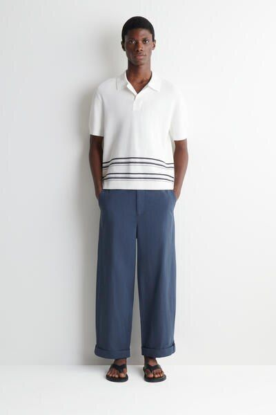 RELAXED-FIT STRAIGHT-LEG CUFFED PANTS - NAVY | COS US