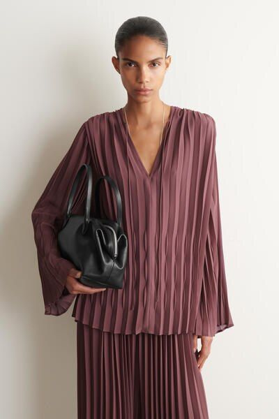 TIE-FRONT PLEATED GEORGETTE BLOUSE - RUST | COS US