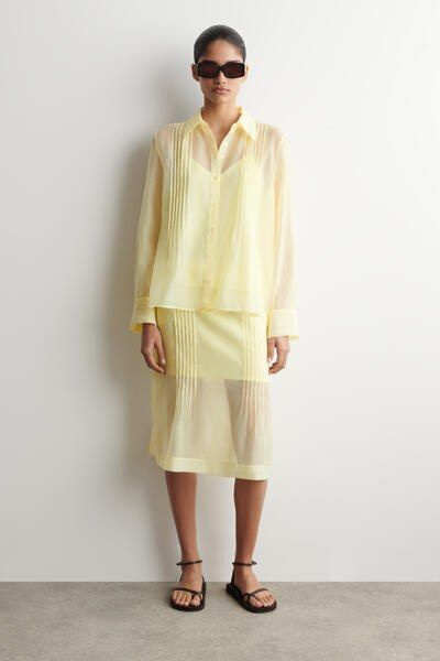 SHEER PINTUCKED SHIRT - YELLOW | COS US