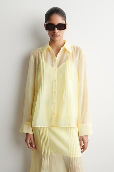 SHEER PINTUCKED SHIRT - YELLOW | COS US