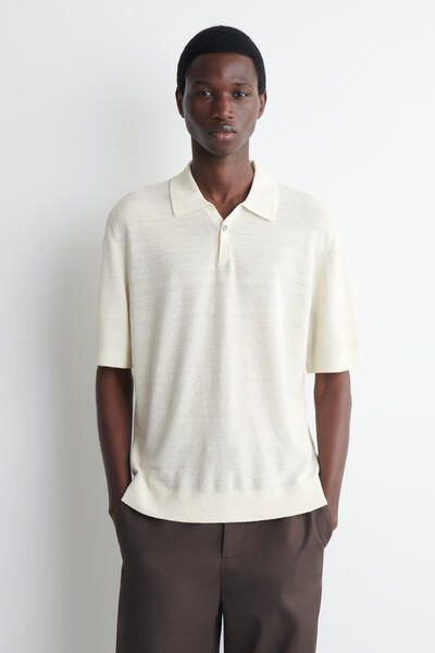 TEXTURED KNITTED LINEN POLO SHIRT - CREAM | COS US
